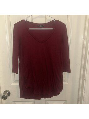 American Dream Maroon 3/4 Sleeve Crop Top Junior Size Large